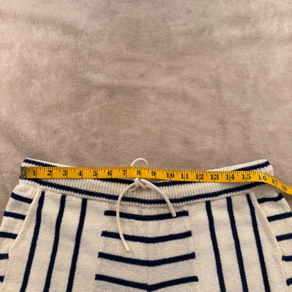 Hamptons Coastal Nautical Knit Lounge Set Resort Yacht Club Shorts Navy Sz XL/L